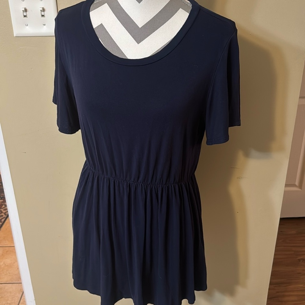 Navy Blue Perfect Peach Peplum Style Top - Size Large